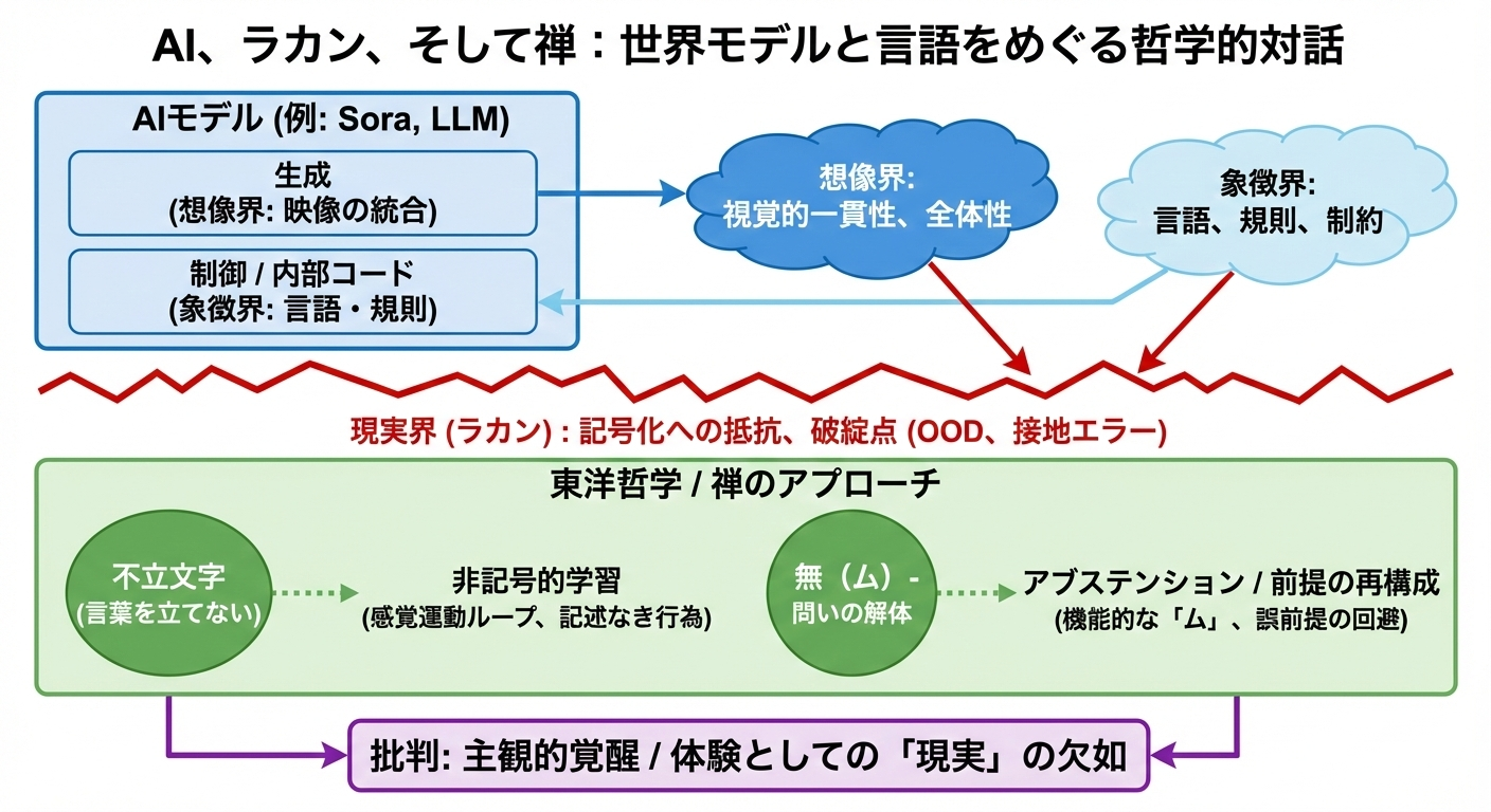 AIの世界モデルと言語、内的モデルと非言語や記号設置について